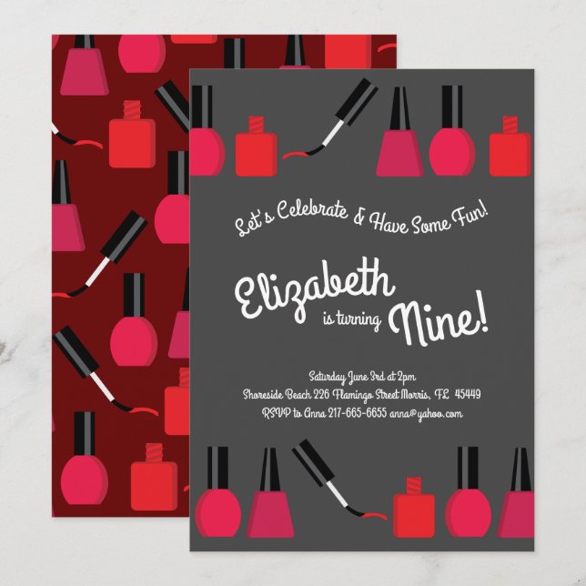 Invitation Fête d'anniversaire des fillettes polonaises de pe (Devant / Derrière)