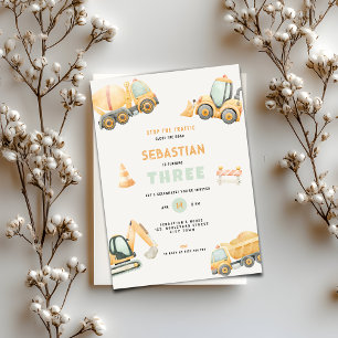 Invitation Fête d'anniversaire des garçons avec camion à benn