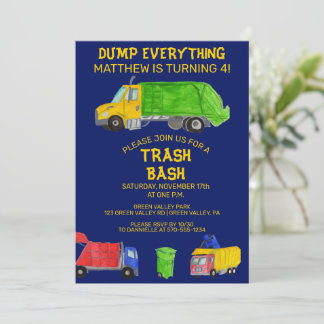 Invitation Fête d'anniversaire des garçons avec des camions à