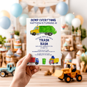 Invitation Fête d'anniversaire des garçons avec des camions à