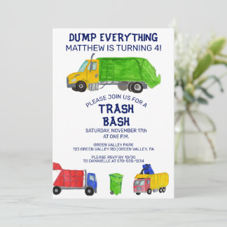 Invitation Fête d'anniversaire des garçons avec des camions à