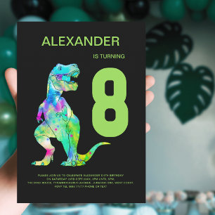 Invitation Fête d'anniversaire des garçons dinosaures T-Rex 8