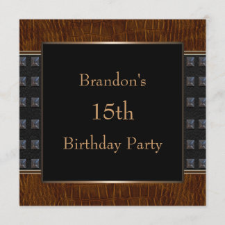 Invitation Fête d'anniversaire des garçons en cuir noir