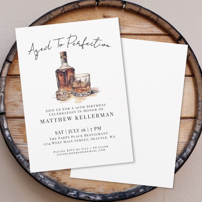 Invitation Fête d'anniversaire des hommes au Whiskey (Whiskey Men's Birthday Party Invitation)