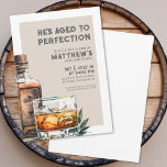 Invitation Fête d'anniversaire des hommes au Whiskey<br><div class="desc">Carton d'invitation élégant à l'occasion d'un anniversaire pour homme sur le thème du Whisky. Célébrez cinquante années de vie avec cette invitation classique et masculine qui présente une grande bouteille de whisky et un verre en aquarelle sur le côté droit, lui donnant une touche moderne. Le haut de l'invitation indique...</div>
