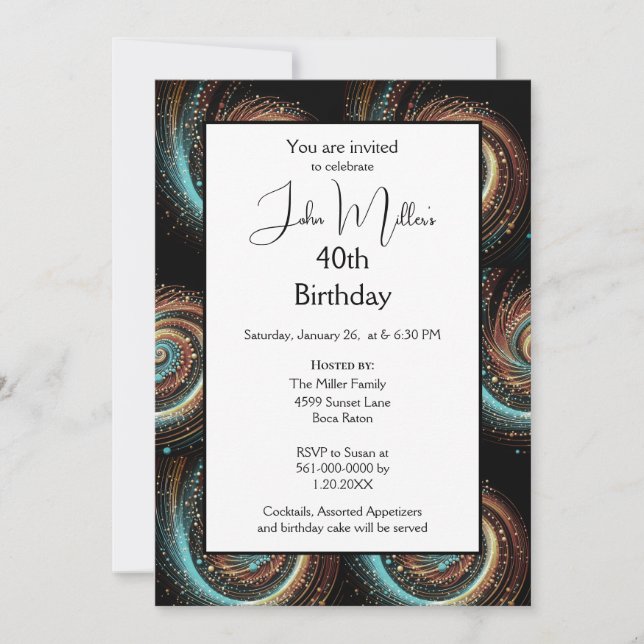 Invitation Fête d'anniversaire des hommes modernes 40 ans (Devant)