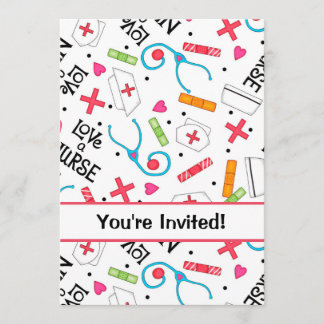 Invitation Fête d'anniversaire des infirmières Rouge blanc