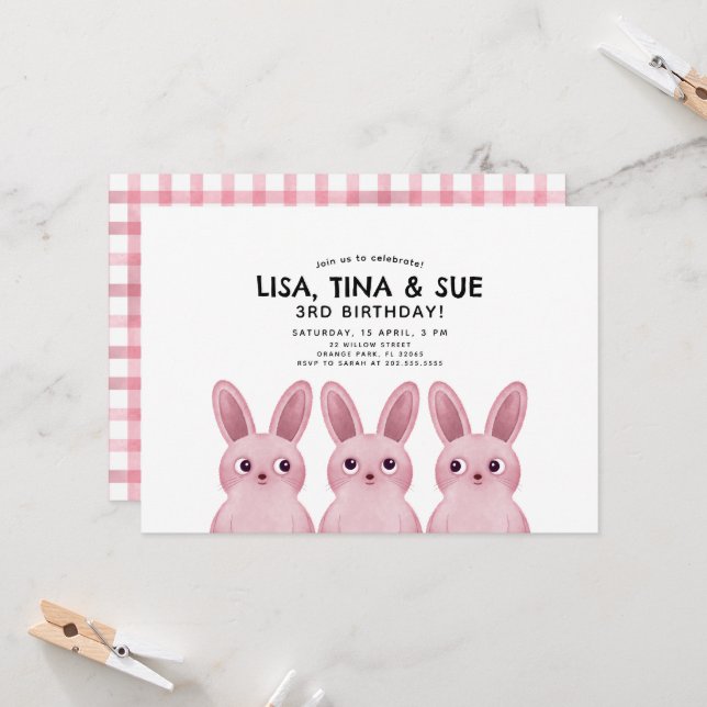 Invitation Fête d'anniversaire des Meilleurs Amis avec des la (Devant/Arrière en situation)