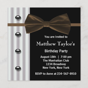 Invitation Fête d'anniversaire des Mens de la Cravate Brown B