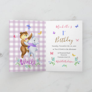 Invitation Fête d'anniversaire des ours mignons de la forêt v