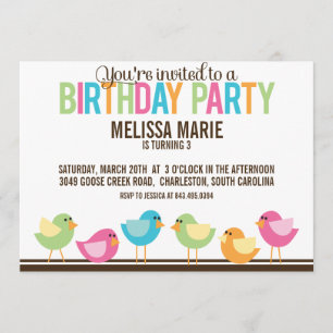 Invitation Fête d'anniversaire des petits oiseaux