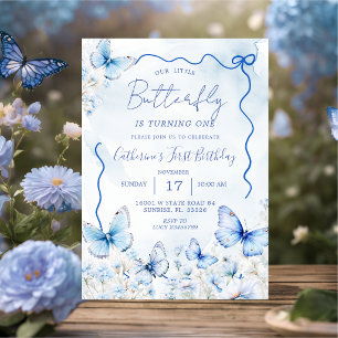 Invitation Fête d'anniversaire des petits papillons bleus