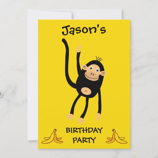 Invitation Fête d'anniversaire des petits singes (Devant)