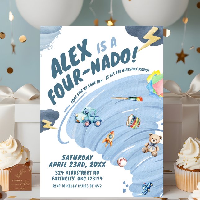 Invitation Fête d'anniversaire des quatre ans de Fournado Boy (Créateur téléchargé)