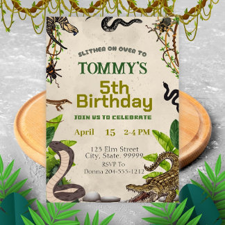 Invitation Fête d'anniversaire des reptiles pour les garçons