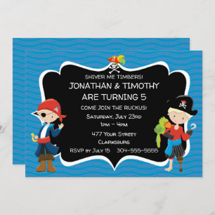 Invitation Fête d'anniversaire des Twin Boys Pirate
