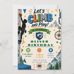 Invitation Fête d'anniversaire d'escalade de roche