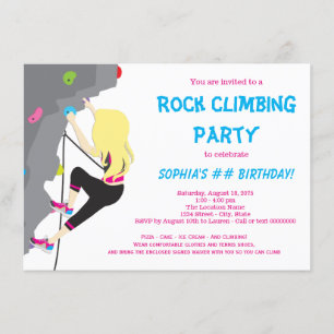 Invitation Fête d'anniversaire d'escalade pour filles