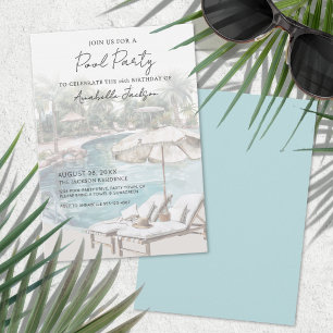 Invitation Fête d'anniversaire d'été au bord de la piscine