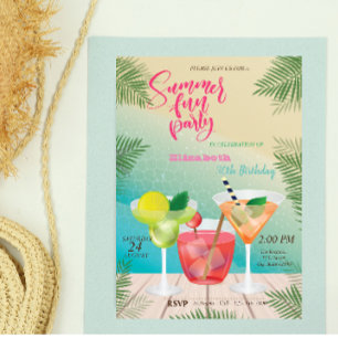 Invitation Fête d'anniversaire d'été au bord de la piscine av