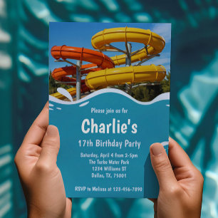 Invitation Fête d'anniversaire d'été au parc aquatique pour a