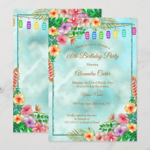 Invitation Fête d'anniversaire d'été au Tropical Hibiscus