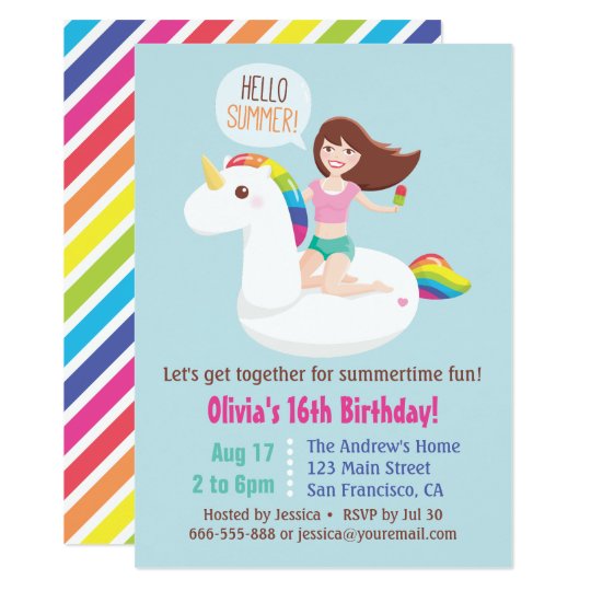 Invitation Fete D Anniversaire D Ete De Flotteur De Piscine Zazzle Fr