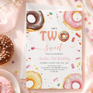 Invitation Fête d'anniversaire Deux Donuts Sucrés 2 ans