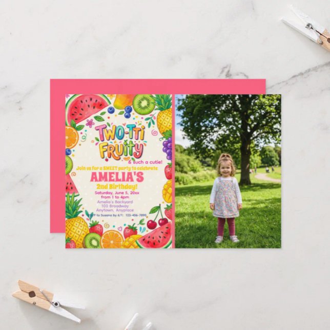 Invitation Fête d'anniversaire Deux-tti Fruité 2ème anniversa (Créateur téléchargé)