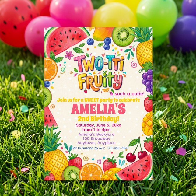 Invitation Fête d'anniversaire Deux-tti Fruité 2ème anniversa (Créateur téléchargé)