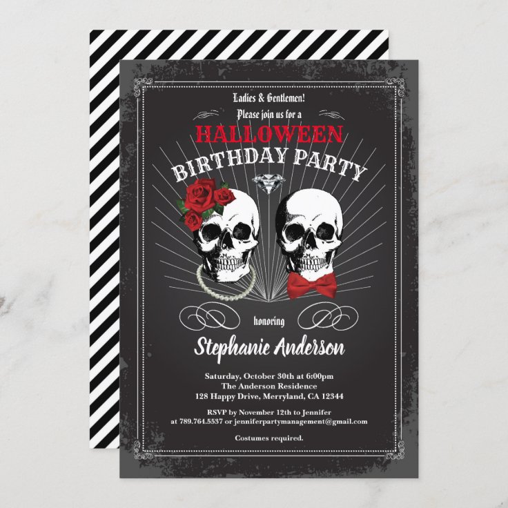 Invitation Fete D Anniversaire D Halloween Adulte Gothique No Zazzle Fr