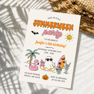 Invitation Fête d'anniversaire d'Halloween au bord de la pisc