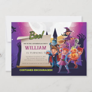 Invitation Fête d'anniversaire d'Halloween d'automne 5 ans