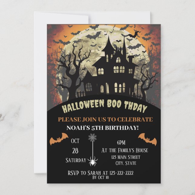 Invitation Fête d'anniversaire d'Halloween effrayant (Devant)