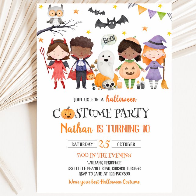 Invitation Fête d'anniversaire d'Halloween en costumes fantas (Créateur téléchargé)