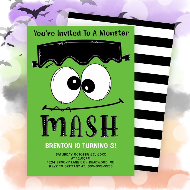 Invitation Fête d'anniversaire d'Halloween Frankenstein Monst (Frankenstein Monster Mash Halloween Birthday Party Invitation)