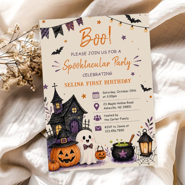 Invitation Fête d'anniversaire d'Halloween Fun Boo! Spooktacu (Créateur téléchargé)