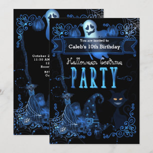 Invitation Fête d'anniversaire d'Halloween Lumières Magiques