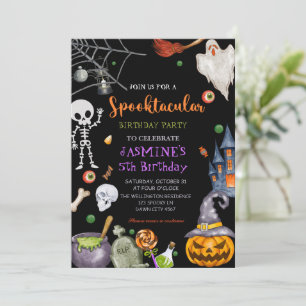 Invitation Fête d'anniversaire d'Halloween orange noir épouva