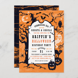 Invitation Fête d'anniversaire d'Halloween, ou soirée costumé