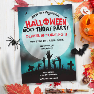 Invitation Fête d'anniversaire d'Halloween pour enfants avec 