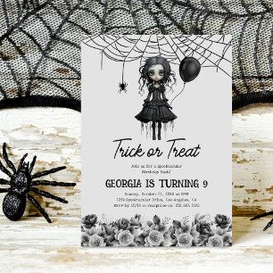 Invitation Fête d'anniversaire d'Halloween pour filles gothiq