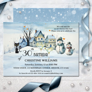 Invitation Fête d'anniversaire d'hiver adulte moderne