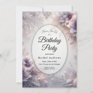 Invitation Fête d'anniversaire d'hiver de l'Améthyste d'argen