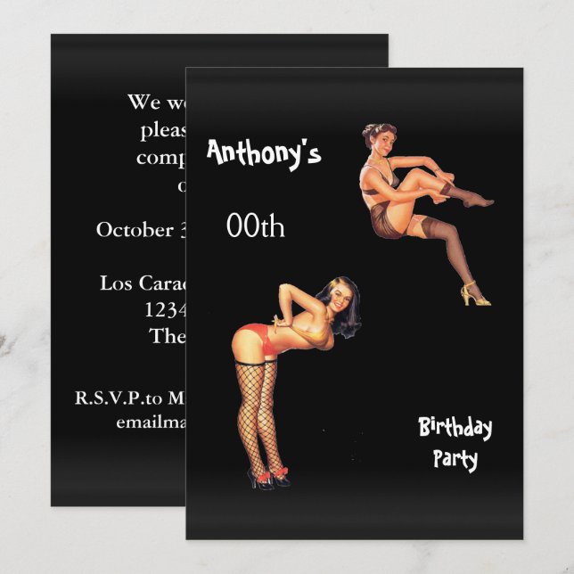 Invitation Fête d'anniversaire d'homme de tout âge (Devant / Derrière)