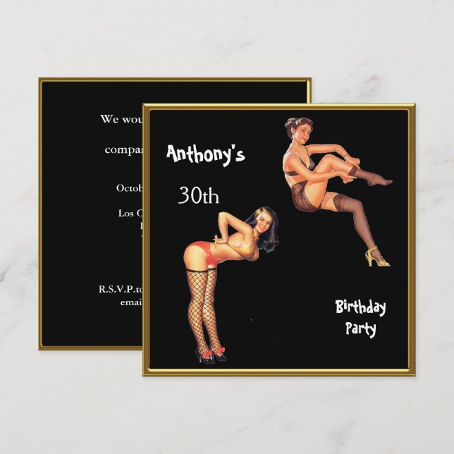 Invitation Fête d'anniversaire d'homme tout âge (Devant / Derrière)