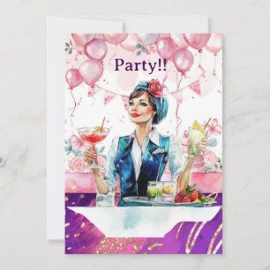 Invitation Fête d'anniversaire d'hôtesse de l'air