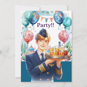 Invitation Fête d'anniversaire d'hôtesse de l'air