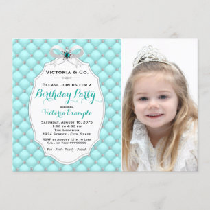 Invitation Fête d'anniversaire Diamant Bleu Turquoise