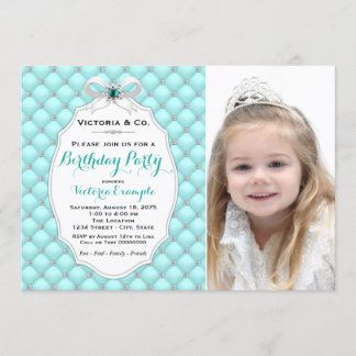 Invitation Fête d'anniversaire Diamant Bleu Turquoise